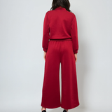 Fustă pantalon cu buzunare și șnur grena