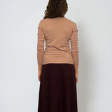 Fustă tricotată clos cu nasturi maro