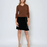 Pulover cu decolteu în V moale si confortabil maro