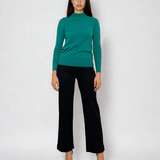 Pulover basic cu guler scurt turcoaz