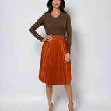 Pulover en-coeur cu nasturi pe mâneci kaki