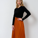 Pulover en-coeur cu nasturi pe mâneci negru