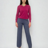 Pulover cu decolteu în V moale si confortabil mov