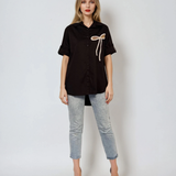 Cămașă cu fundiță din paiete negru