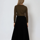 Fustă tricotată clos cu nasturi negru