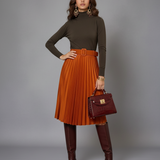 Pulover basic cu guler scurt kaki