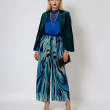 Fustă pantaloni vaporoasă din mătase bleu