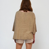 Bluză largă din in in colturi beige