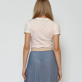 Tricou mulat din bumbac cu print ceas alb