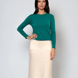 Pulover călduros cu guler rotund turcoaz