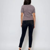 Pulover tricotat cu mânecă scurtă si perle gri