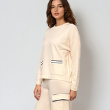 Compleu tricotat cu buzunare alb