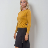 Fustă scurtă cu fermoar pe picior gri-dark