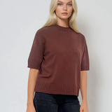 Pulover gros cu mânecă scurtă maro