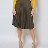 Fustă plisată cu curea kaki
