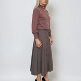 Pulover cu mâneci bufante si guler încretit mov