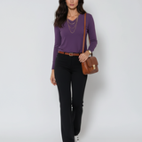 Pulover cu decolteu în V moale si confortabil mov-pruna