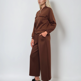 Jachetă cu buzunare și fermoar maro