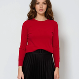 Pulover călduros cu guler rotund rosu