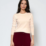 Pulover călduros cu guler rotund alb