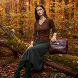 Fustă tricotată clos cu nasturi verde-dark