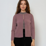 Jachetă tricotată cu nasturi aurii mov
