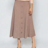 Fustă tricotată clos cu nasturi beige