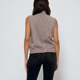 Vestă pe gât cu nasturi decorativi gri