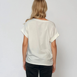 Tricou larg din bumbac cu print logo Rolling Stones alb