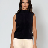 Vestă pe gât cu nasturi decorativi negru