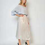 Fustă midi cu buzunare și nasture crem