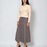 Fustă tricotată clos cu nasturi gri