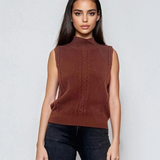 Vestă pe gât cu nasturi decorativi maro