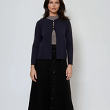 Jachetă tricotată cu nasturi aurii bleumarin