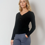 Jachetă basic cu decolteu ?i nasturi negru