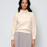 Vestă cu mâneci si guler cămasă alb