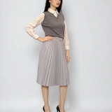 Vestă cu mâneci si guler cămasă gri