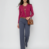 Pulover cu decolteu în V moale si confortabil mov