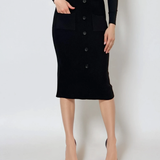 Fustă midi tricotată cu buzunare negru