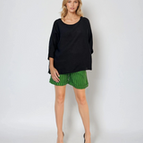 Bluză largă din in in colturi bleumarin