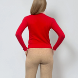 Pulover cu volan plisat rosu