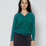 Jachetă cu buzunare si nasturi turcoaz