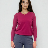 Pulover cu decolteu în V moale si confortabil mov