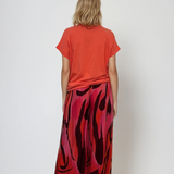 Fustă pantaloni vaporoasă din mătase roz