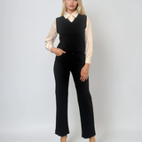 Vestă cu mâneci si guler cămasă negru