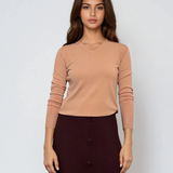 Pulover cu decolteu în V moale si confortabil crem