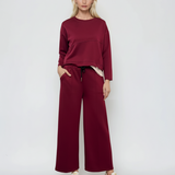 Bluză cu mânecă lungă cu insertie albă grena