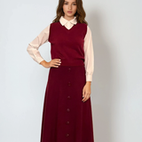 Vestă cu mâneci si guler cămasă grena