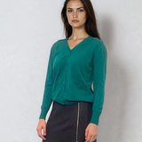 Jachetă cu buzunare si nasturi turcoaz