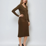 Jachetă basic cu decolteu ?i nasturi kaki